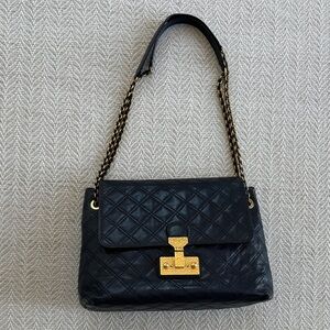 Marc Jacobs Navy Quilted Shoulder Bag with Gold Hardware